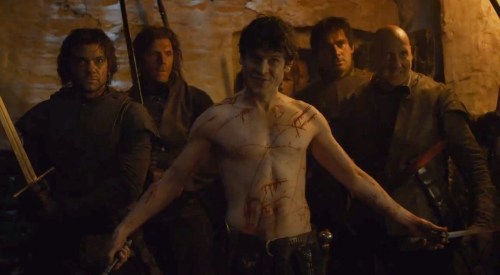 I found myself wondering whether Ramsay had sustained those wounds on the way to the dungeon, or whether he got them from having sex. Then I decided I didn't want to know. 