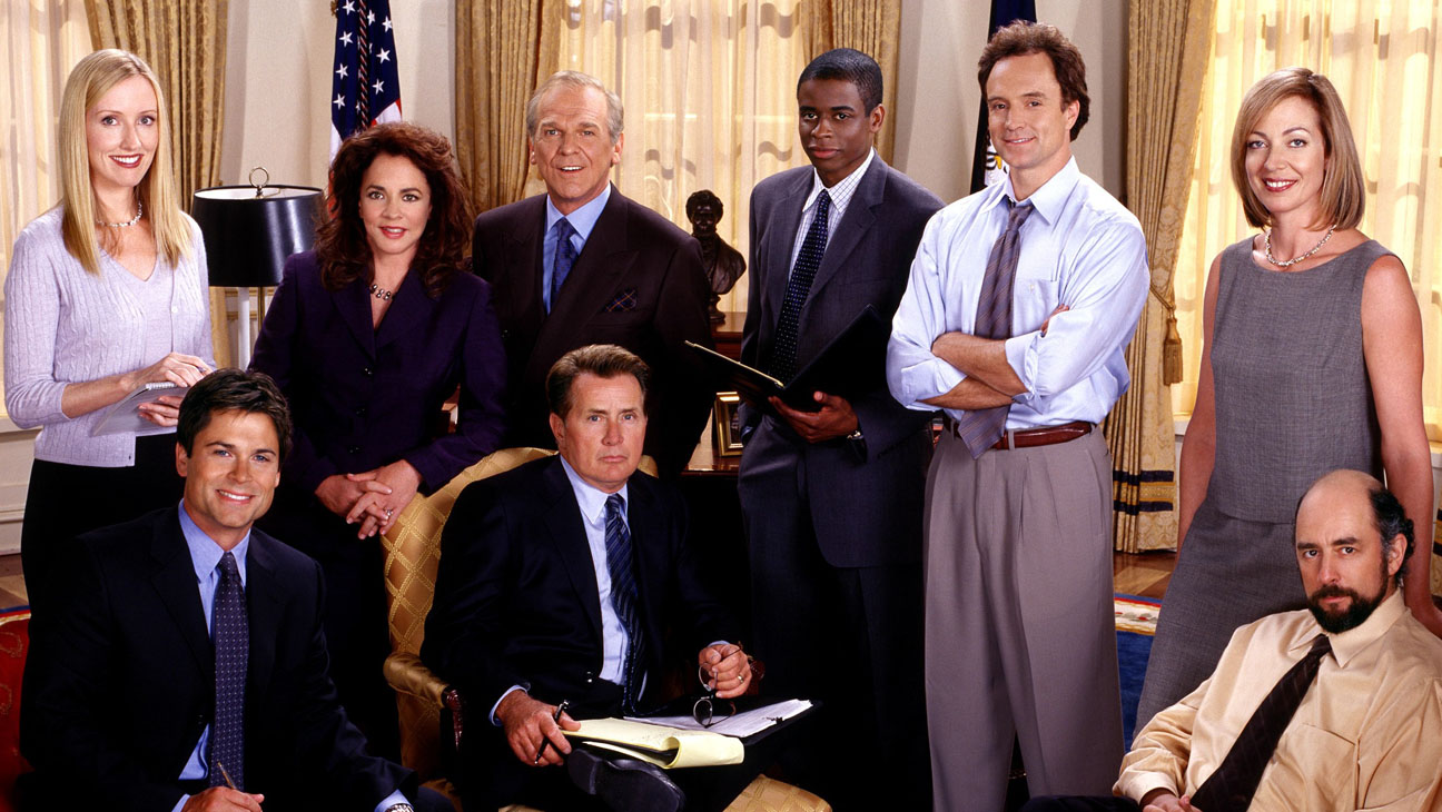 THE WEST WING, clockwise from top left: Janel Moloney, Stockard Channing, John Spencer, Dule Hill, B
